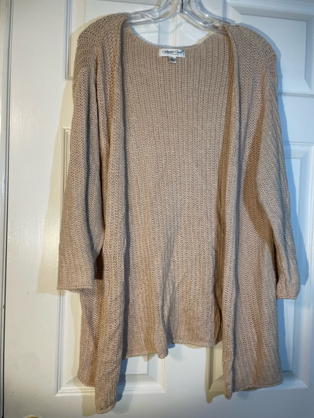 Coldwater Creek Beige Open-Front Knit Cardigan